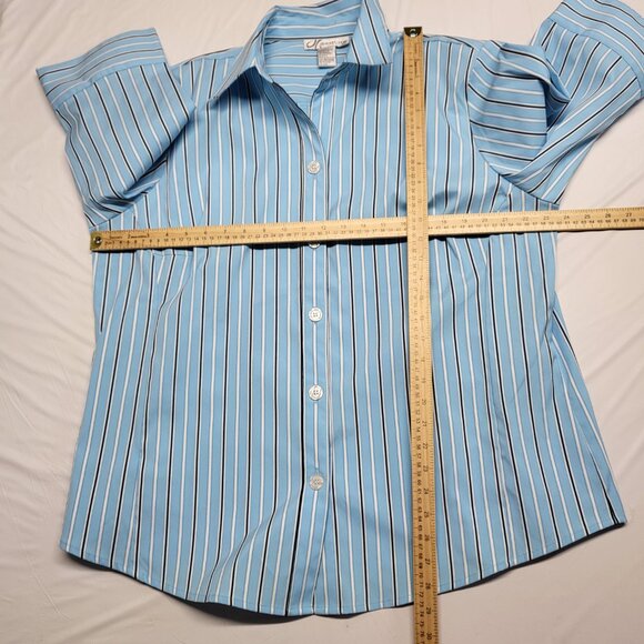 Vintage Dressbarn Shirt Button Up Womens 18/20W Plus 3/4 Sleeve Striped Blouse - Picture 11 of 14